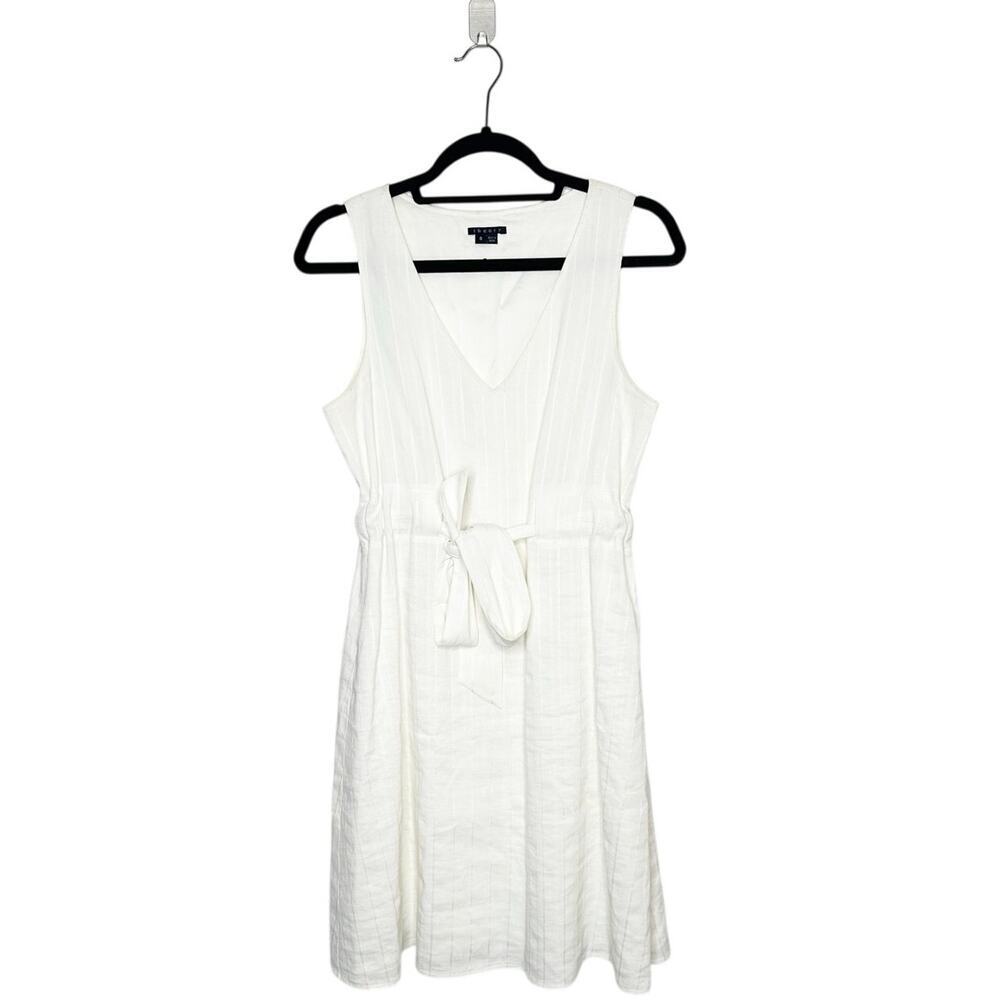 Theory Alfa Linen Blend Mini Tie Dress Women's White Size 8